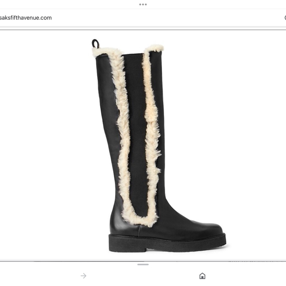 Staud palamino shearling trimmed leather boot